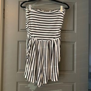 Striped strapless romper